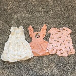 Baby Girl Dress Bundle 18M Carter’s Old Navy Pink Floral Cheetah 3 Pc